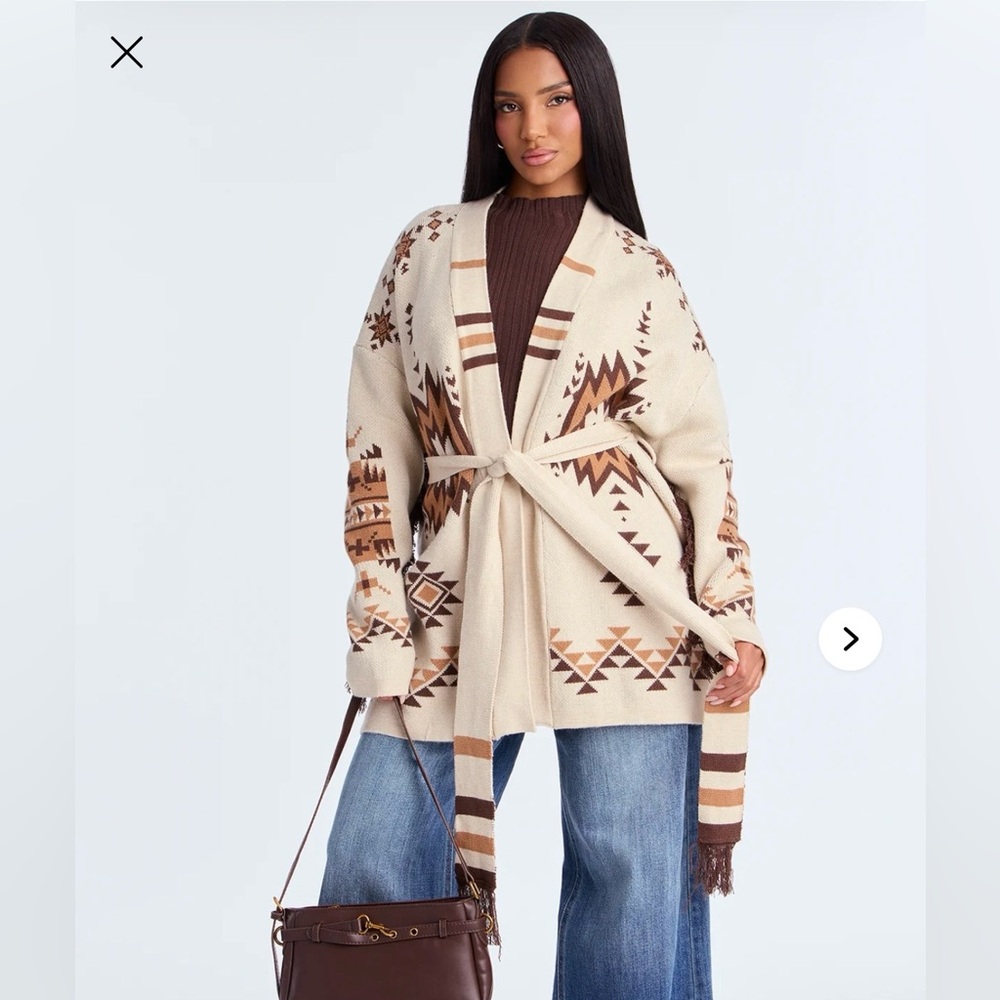 Aspen Fringe Cardigan with Belt 3X NWT
